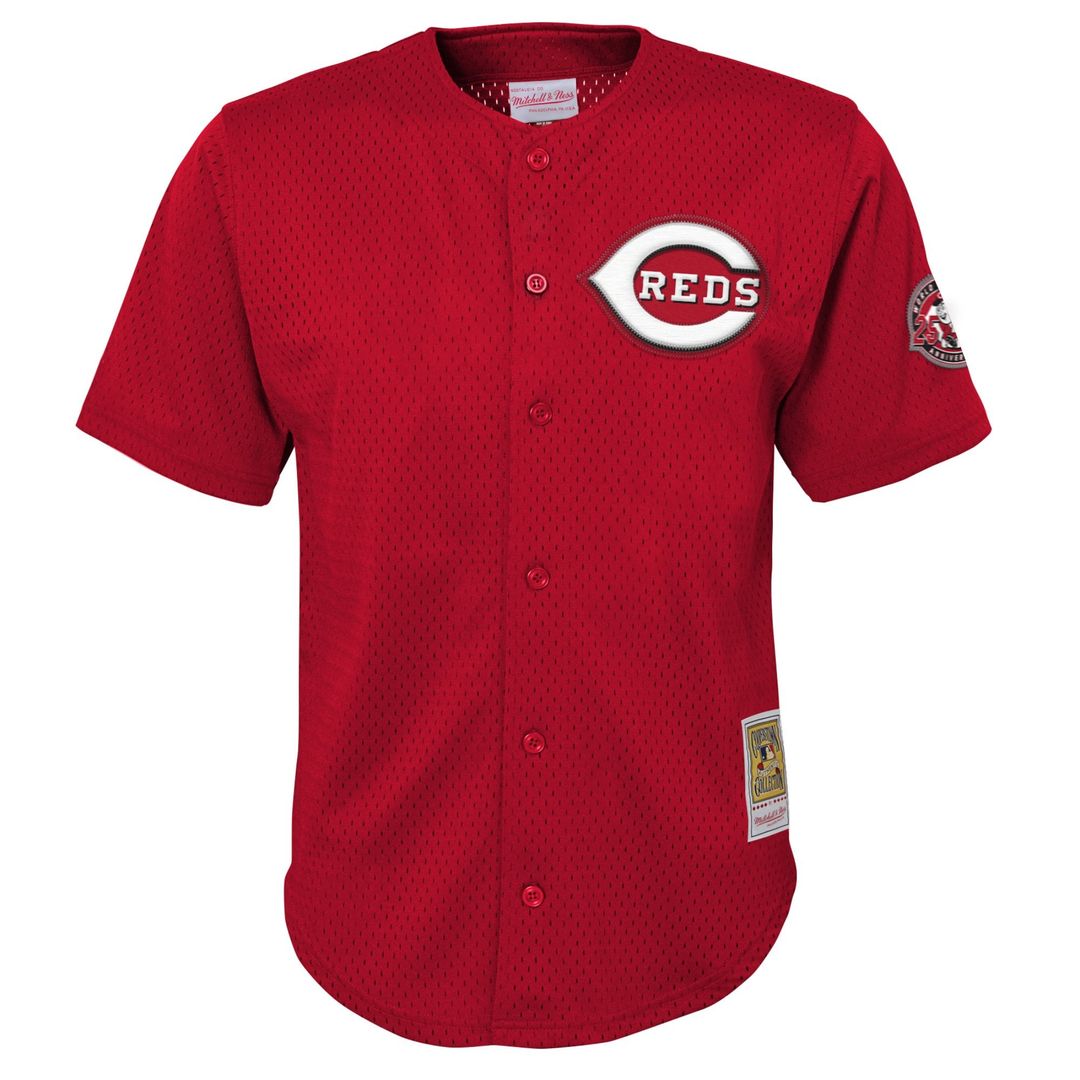 Ken Griffey Jr. Cincinnati Reds Mitchell & Ness Youth Cooperstown Collection Mesh Batting Practice Jersey - Red | MLB Fan Gear