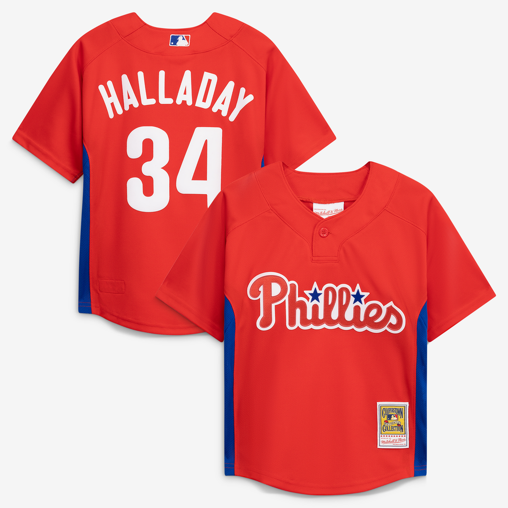 Roy Halladay Philadelphia Phillies Mitchell & Ness Toddler Cooperstown Collection Mesh Batting Practice Jersey - Red | MLB Fan Gear