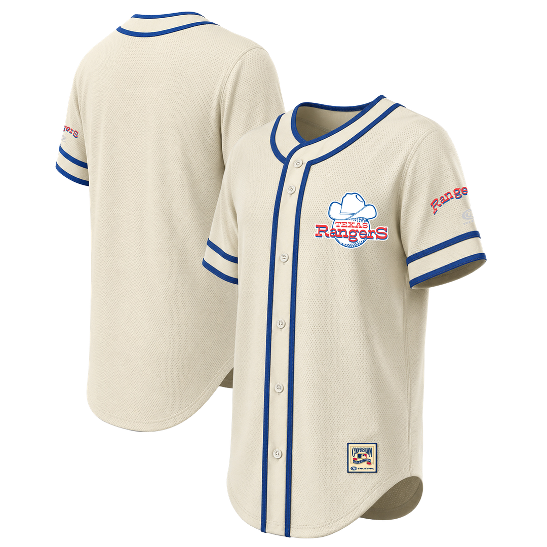 Texas Rangers Stitches Throwback Fashion Jersey - Natural | MLB Fan Gear