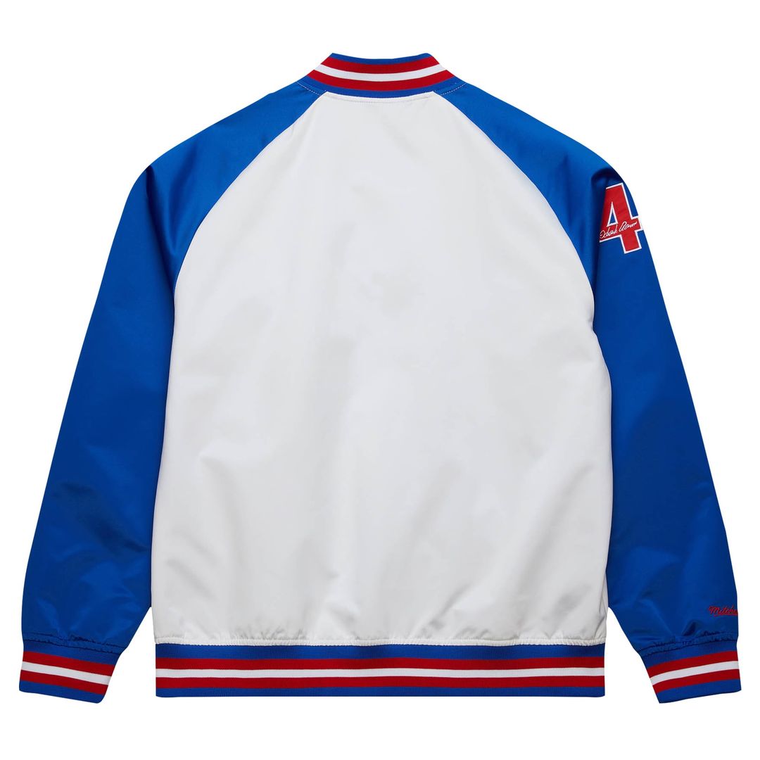 Hank Aaron Atlanta Braves Mitchell & Ness Cooperstown Collection Legends Lightweight Satin Raglan Full-Snap Jacket - White/ Royal | MLB Fan Gear