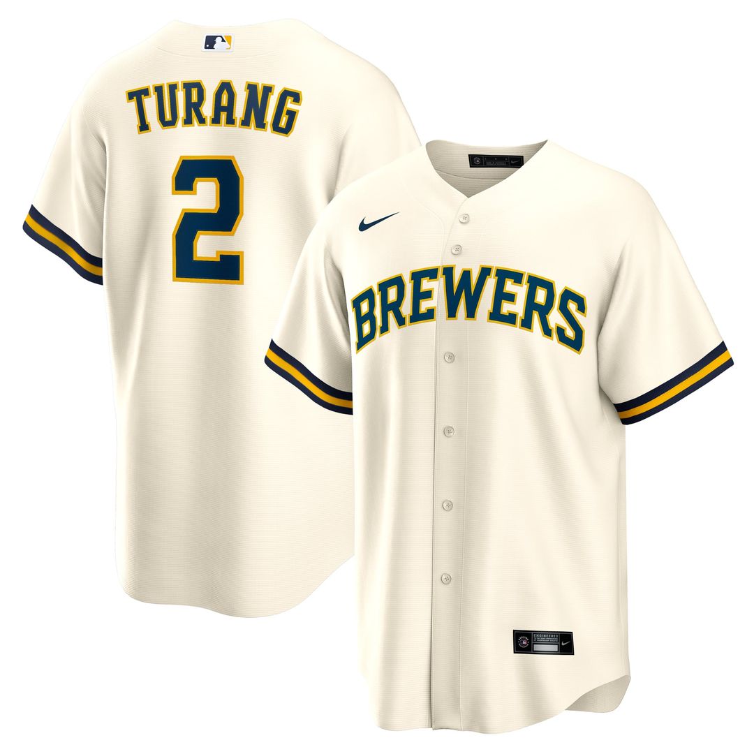 Brice Turang Milwaukee Brewers Nike Home Replica Jersey - Cream | MLB Fan Gear