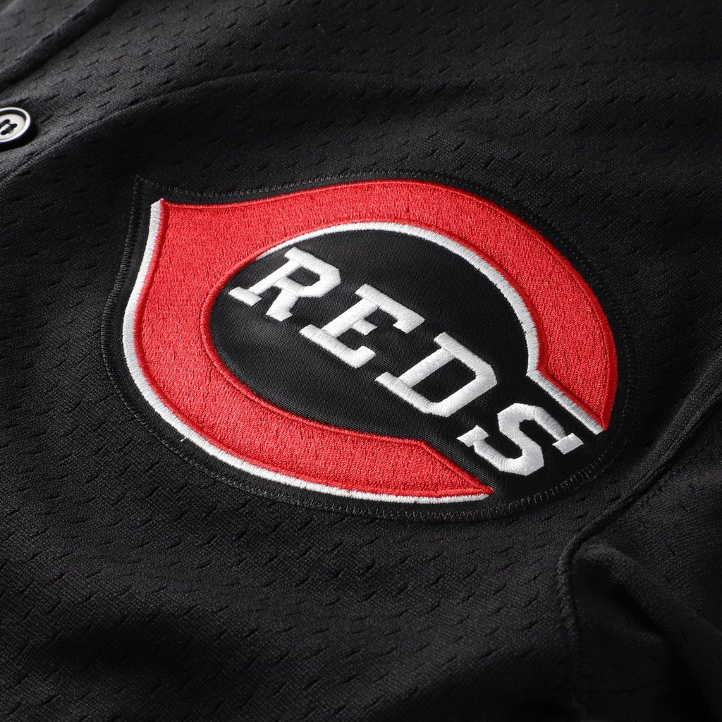 Ken Griffey Jr. Cincinnati Reds Mitchell & Ness Cooperstown Collection Mesh Batting Practice Button-Up Jersey - Black | MLB Fan Gear