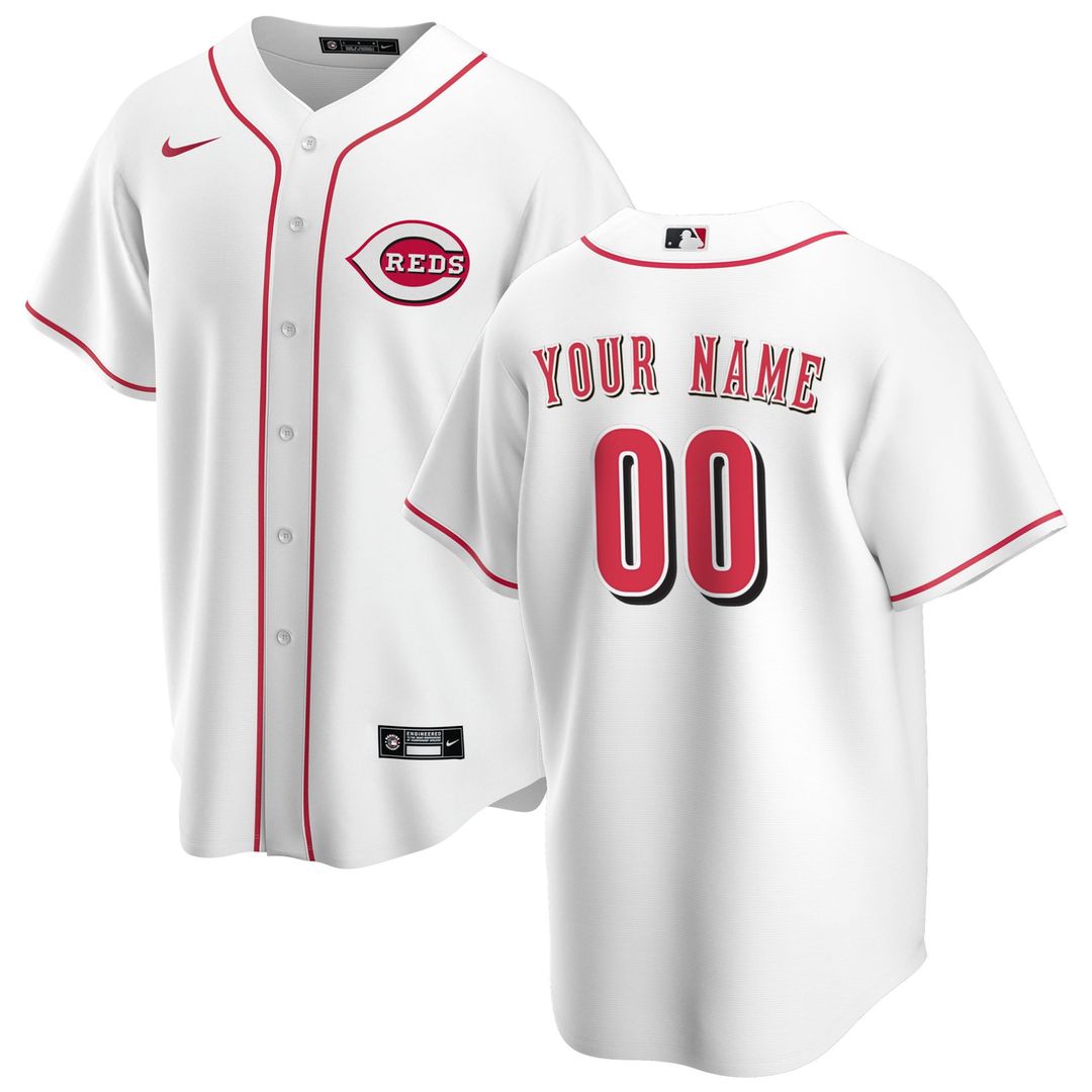 Cincinnati Reds Nike Home Replica Custom Jersey - White | MLB Fan Gear