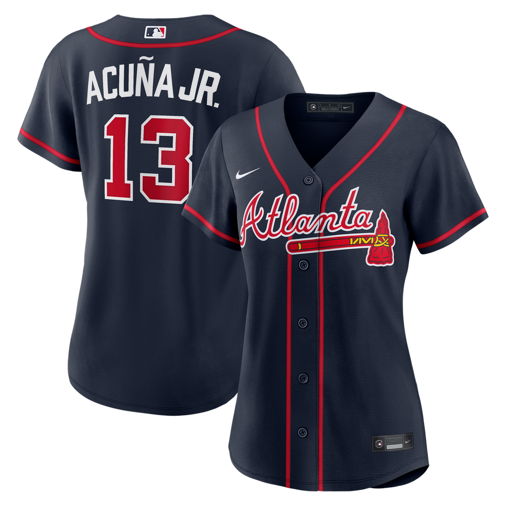 Ronald Acuña Jr. Atlanta Braves Nike Women's Alternate Replica Jersey - Navy | MLB Fan Gear