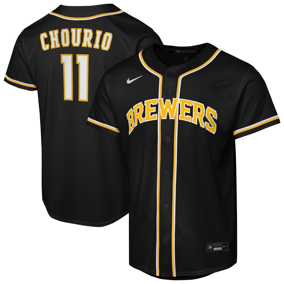 Jackson Chourio Milwaukee Brewers Nike Youth Fashion Replica Player Jersey - Black | MLB Fan Gear