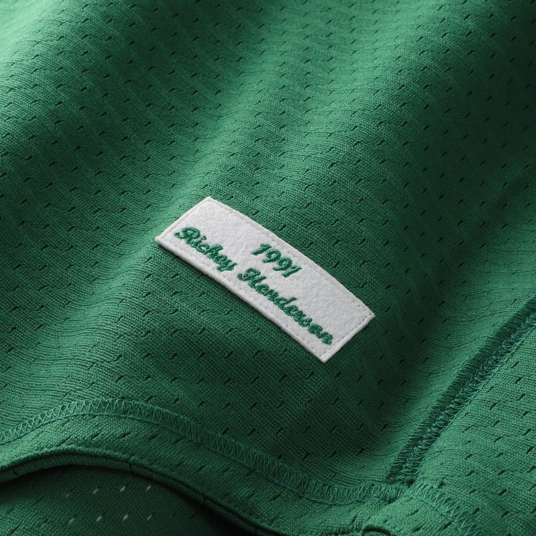 Rickey Henderson Athletics Mitchell & Ness Authentic Batting Practice Jersey - Green | MLB Fan Gear