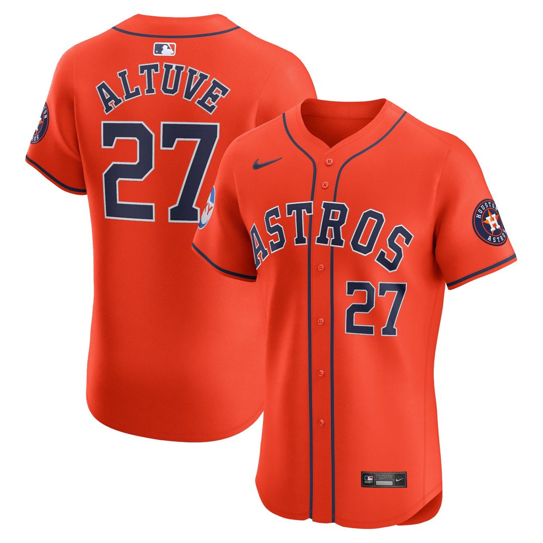 Jose Altuve Houston Astros Nike Alternate Elite Sponsor Patch Player Jersey - Orange | MLB Fan Gear