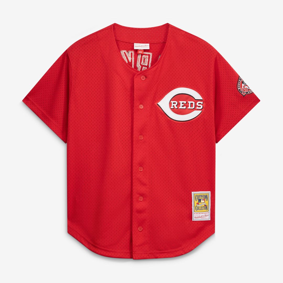 Barry Larkin Cincinnati Reds Mitchell & Ness Throwback Cooperstown Mesh Batting Practice Jersey - Red | MLB Fan Gear