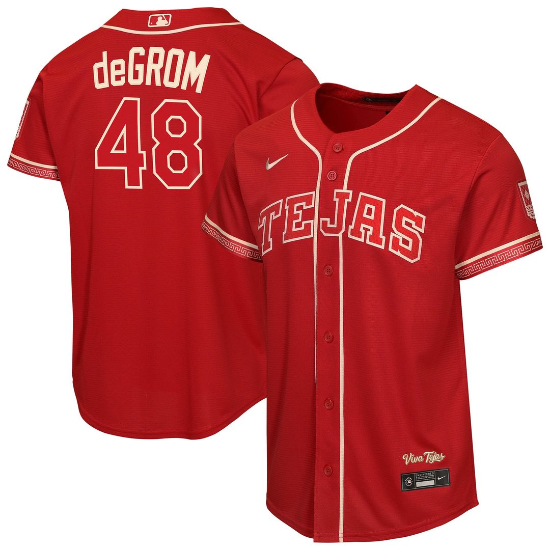 Jacob deGrom Texas Rangers Nike Youth 2026 City Connect Stadium Jersey - Red | MLB Fan Gear