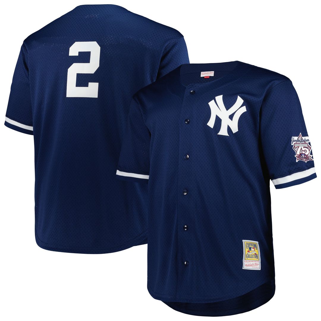 Derek Jeter New York Yankees Mitchell & Ness Big & Tall Cooperstown Mesh Batting Practice Jersey - Navy | MLB Fan Gear