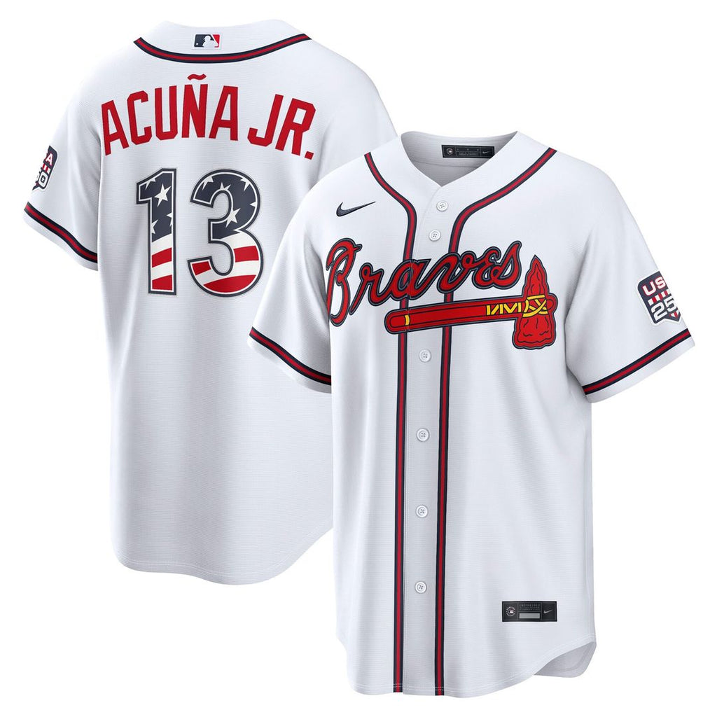 Ronald Acuña Jr. Atlanta Braves Nike USA 250 Fourth of July Home Stadium Jersey - White | MLB Fan Gear