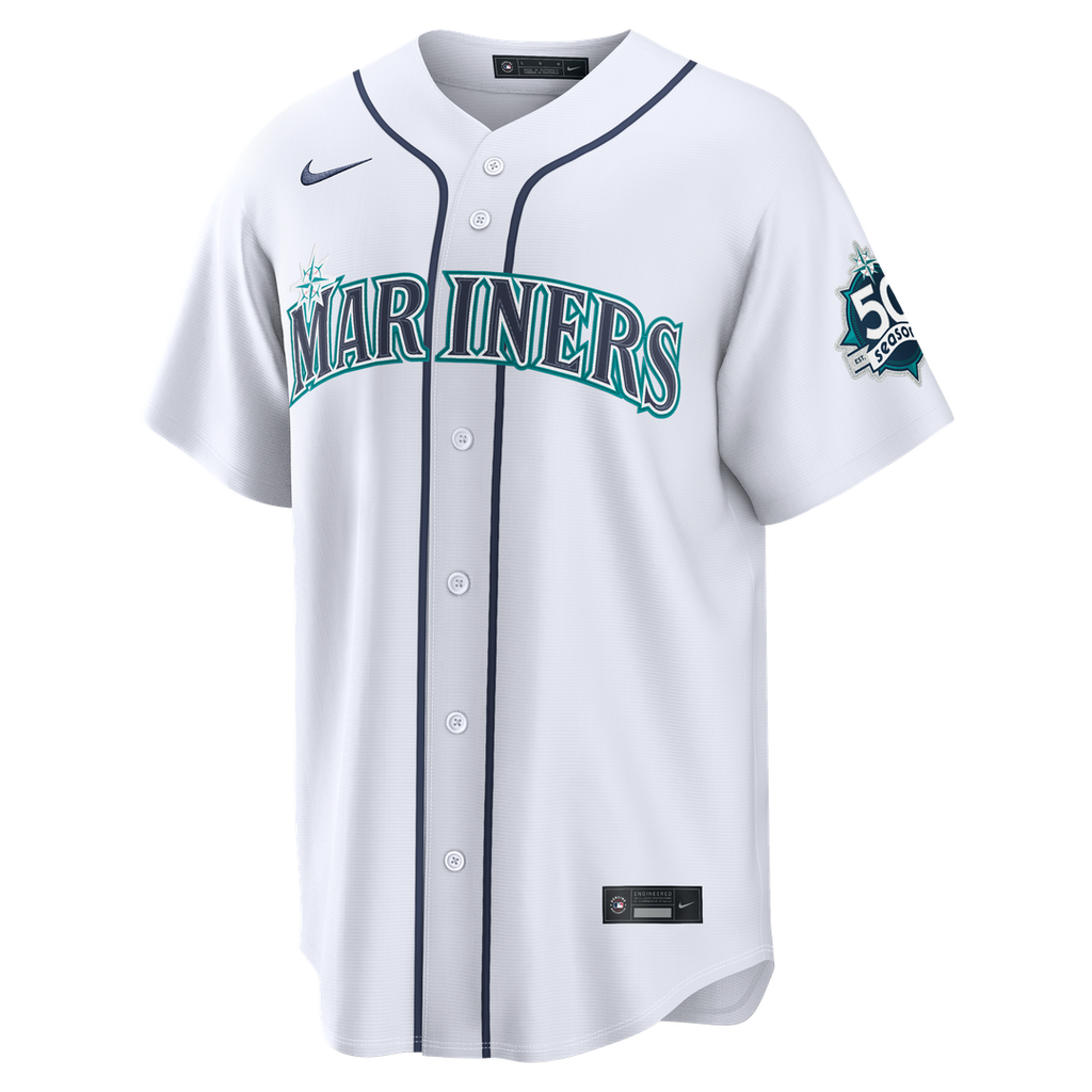 Cal Raleigh Seattle Mariners Nike Home Stadium 50th Season Patch Jersey - White | MLB Fan Gear