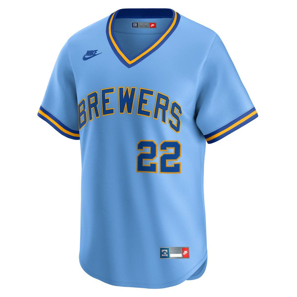Christian Yelich Milwaukee Brewers Nike Cooperstown Collection Limited Jersey - Powder Blue | MLB Fan Gear