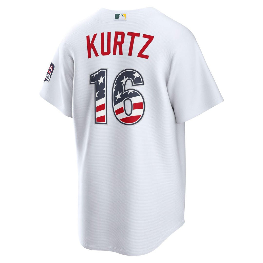 Nick Kurtz Athletics Nike USA 250 Fourth of July Home Stadium Jersey - White | MLB Fan Gear