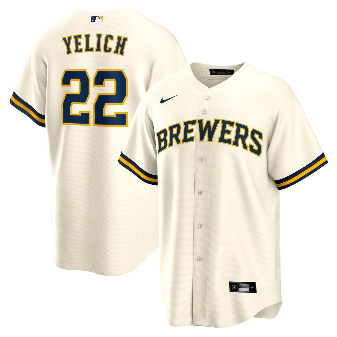 Christian Yelich Milwaukee Brewers Nike Home Replica Player Jersey - Cream | MLB Fan Gear