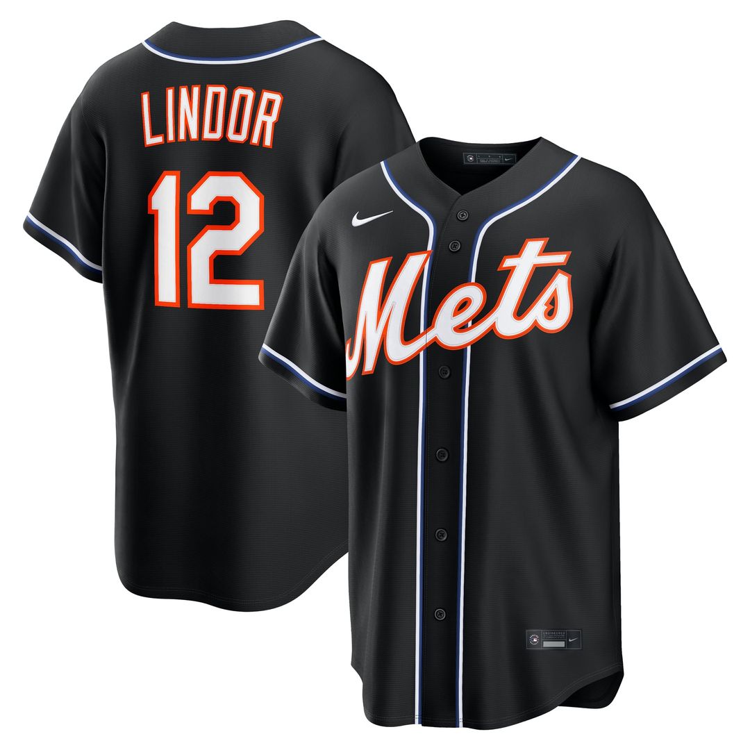 Francisco Lindor New York Mets Nike Fashion Replica Black Out Jersey | MLB Fan Gear