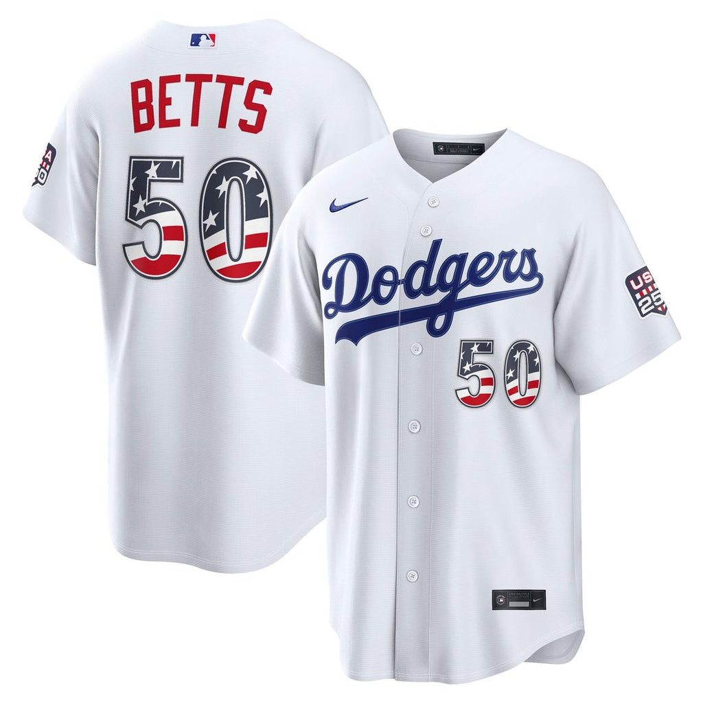 Mookie Betts Los Angeles Dodgers Nike USA 250 Fourth of July Home Stadium Jersey - White | MLB Fan Gear