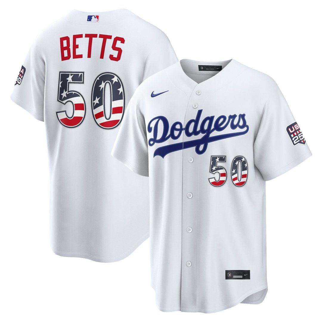 Mookie Betts Los Angeles Dodgers Nike USA 250 Fourth of July Home Stadium Jersey - White | MLB Fan Gear