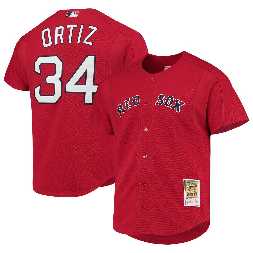 David Ortiz Boston Red Sox Mitchell & Ness Cooperstown Collection Mesh Batting Practice Button-Up Jersey - Red | MLB Fan Gear