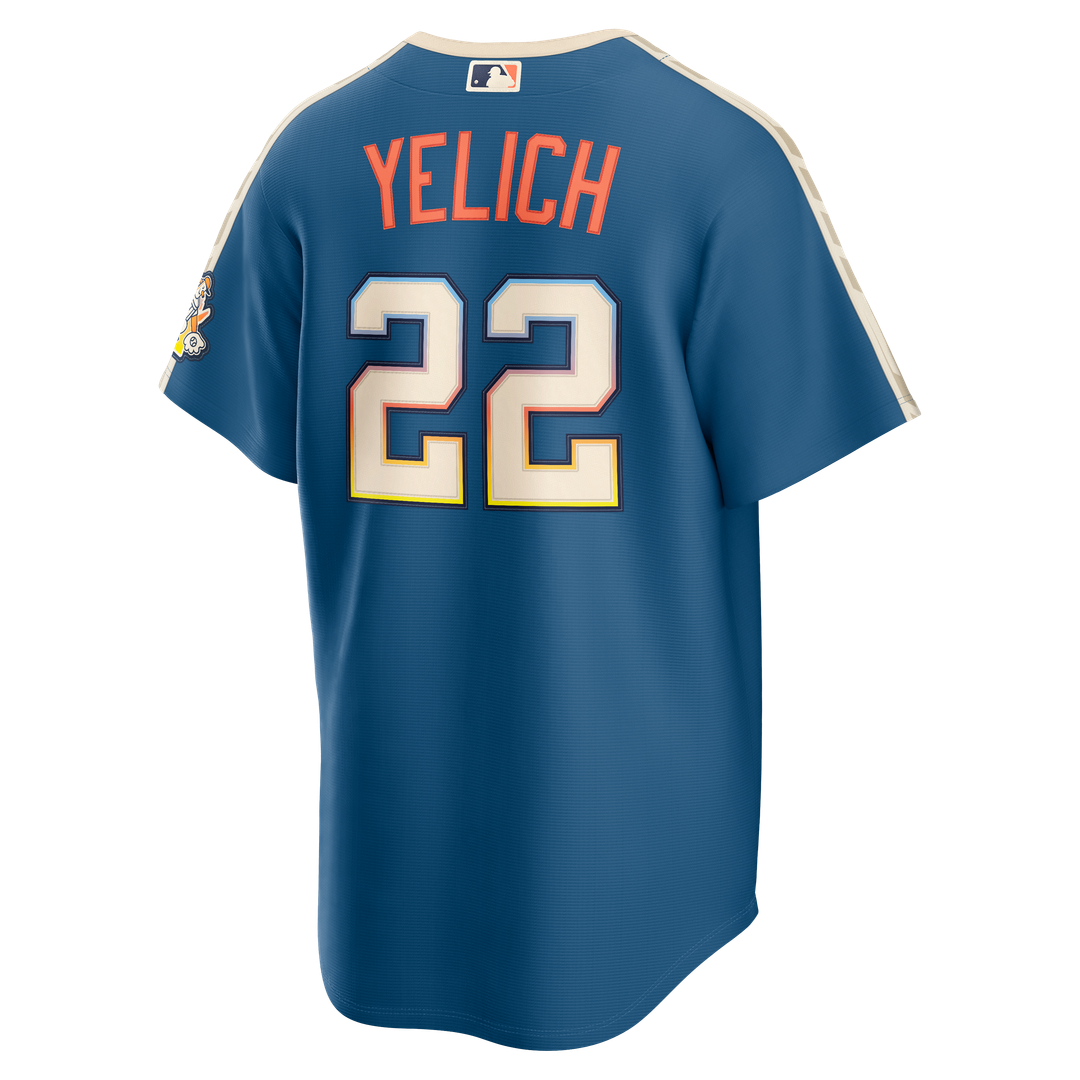 Christian Yelich Milwaukee Brewers Nike 2026 City Connect Stadium Jersey - Mineral Blue | MLB Fan Gear