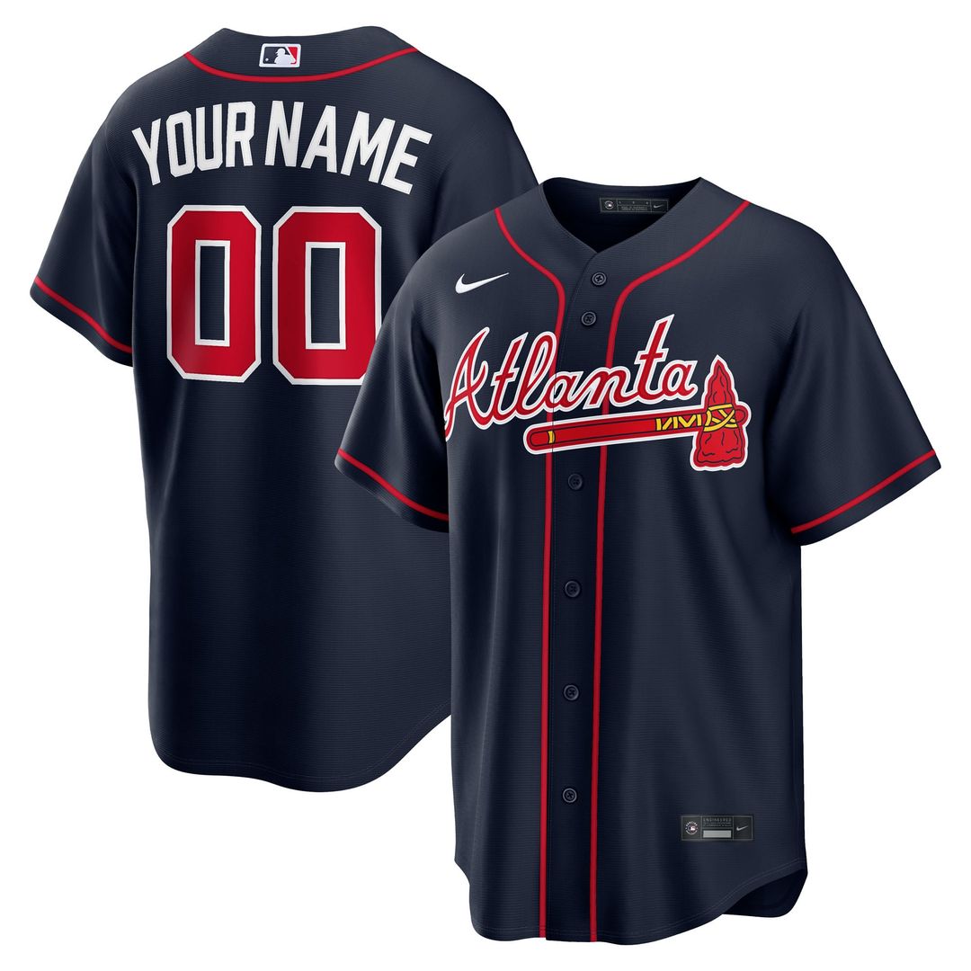 Atlanta Braves Nike Alternate Replica Custom Jersey - Navy | MLB Fan Gear