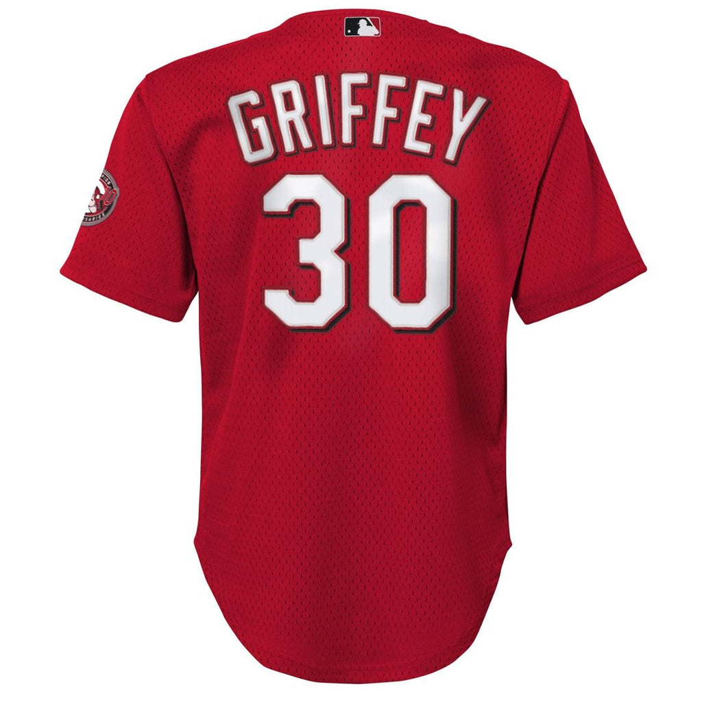 Ken Griffey Jr. Cincinnati Reds Mitchell & Ness Youth Cooperstown Collection Mesh Batting Practice Jersey - Red | MLB Fan Gear