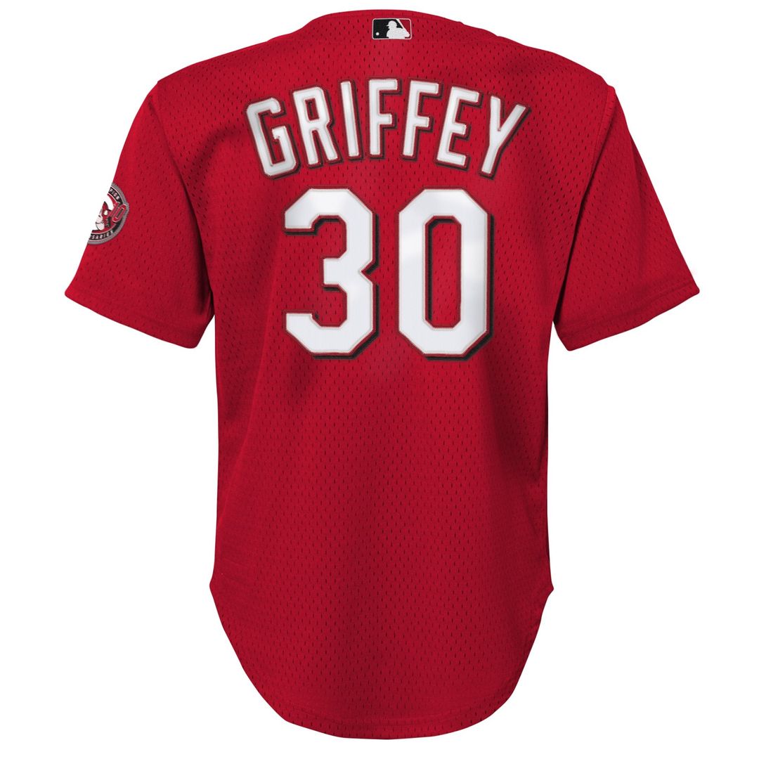 Ken Griffey Jr. Cincinnati Reds Mitchell & Ness Youth Cooperstown Collection Mesh Batting Practice Jersey - Red | MLB Fan Gear