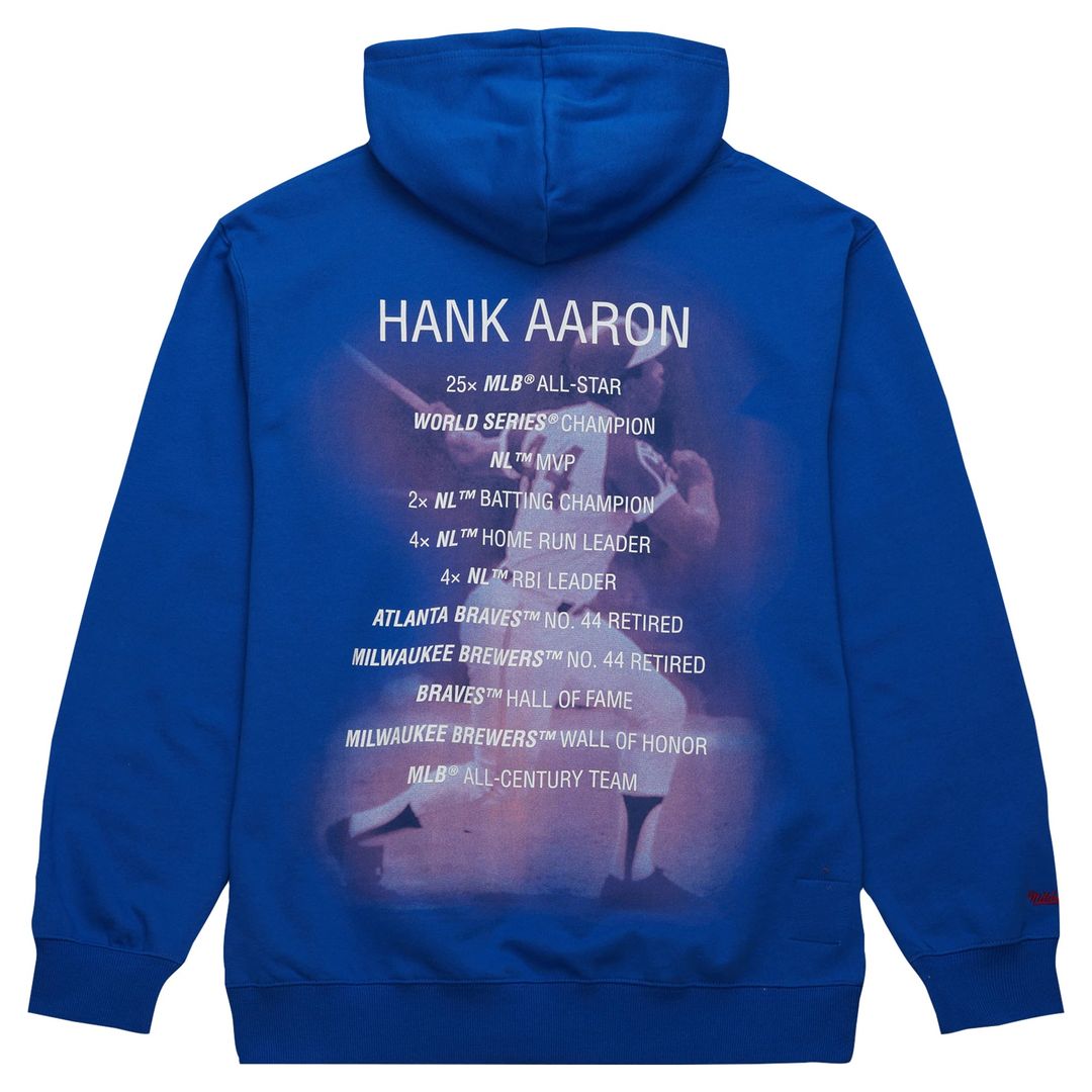 Hank Aaron Atlanta Braves Mitchell & Ness Vintage Logo Name & Number Pullover Hoodie - Royal | MLB Fan Gear
