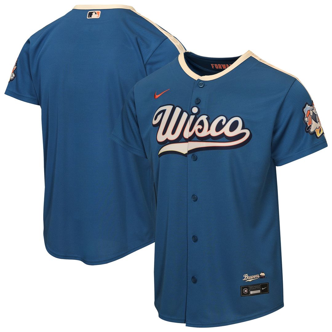 Milwaukee Brewers Nike Youth 2026 City Connect Stadium Jersey - Mineral Blue | MLB Fan Gear