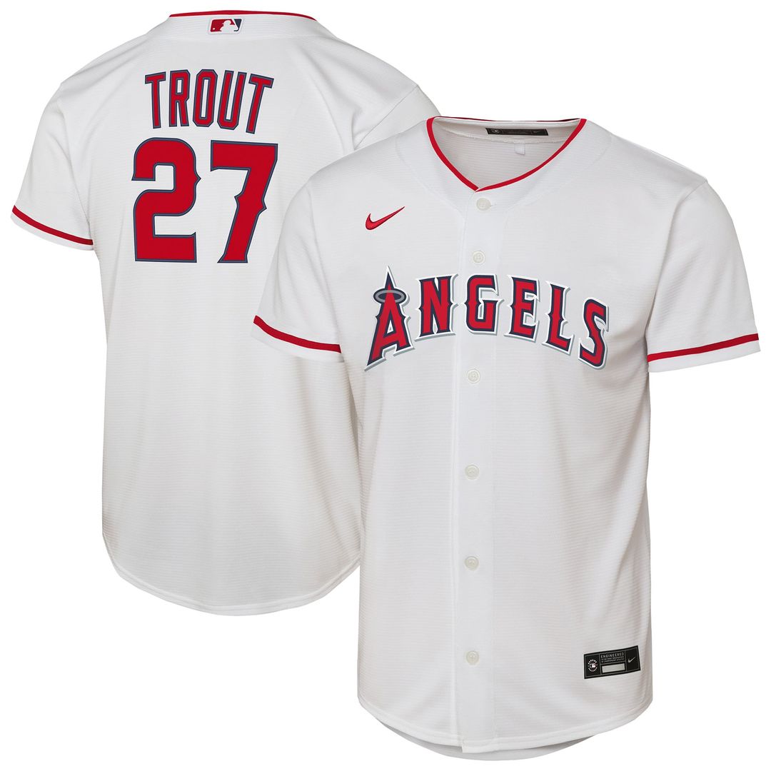 Mike Trout Los Angeles Angels Nike Youth Home Replica Player Jersey - White | MLB Fan Gear