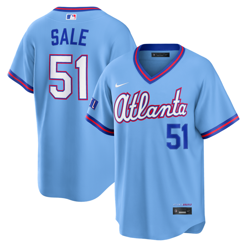 Chris Sale Atlanta Braves Nike 2026 City Connect Stadium Jersey - Powder Blue | MLB Fan Gear