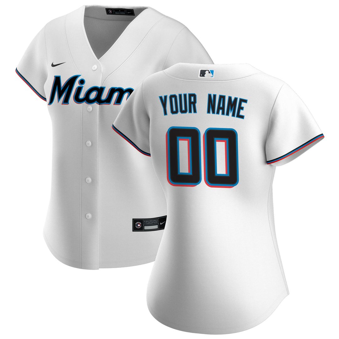 Miami Marlins Nike Women's Home Replica Custom Jersey - White | MLB Fan Gear