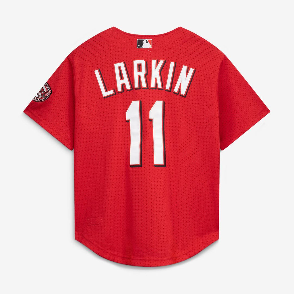 Barry Larkin Cincinnati Reds Mitchell & Ness Cooperstown Collection Mesh Batting Practice Button-Up Jersey - Black | MLB Fan Gear
