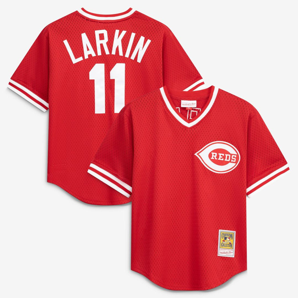 Barry Larkin Cincinnati Reds Mitchell & Ness Youth Cooperstown Collection Mesh Batting Practice Jersey - Red | MLB Fan Gear
