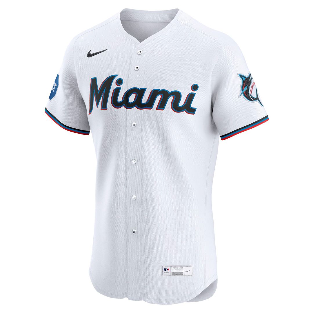 Miami Marlins Nike Home Elite Jersey - White | MLB Fan Gear