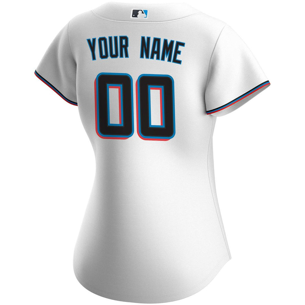 Miami Marlins Nike Women's Home Replica Custom Jersey - White | MLB Fan Gear