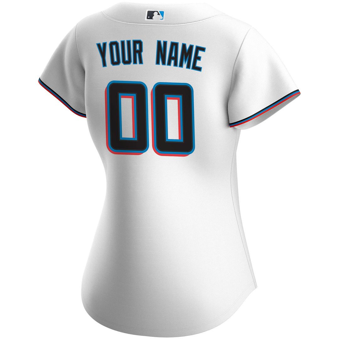 Miami Marlins Nike Women's Home Replica Custom Jersey - White | MLB Fan Gear