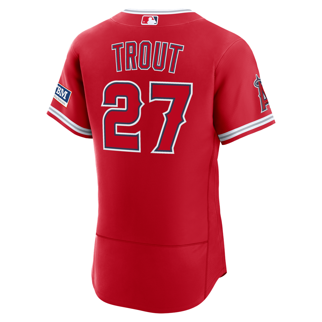 Mike Trout Los Angeles Angels Nike Alternate Authentic Sponsor Patch Jersey - Red | MLB Fan Gear