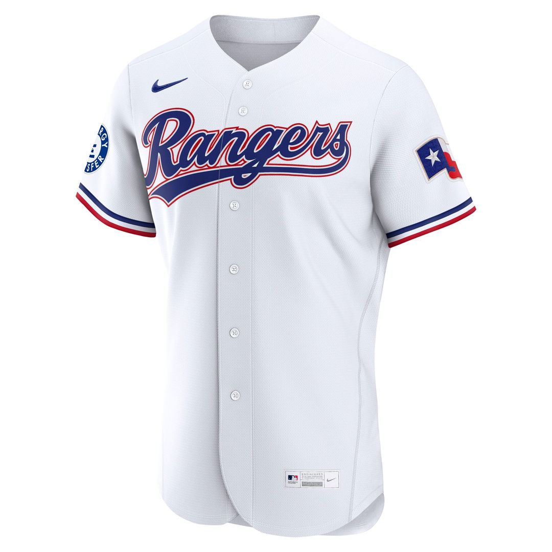 Texas Rangers Nike Home Sponsor Patch Authentic Jersey - White | MLB Fan Gear