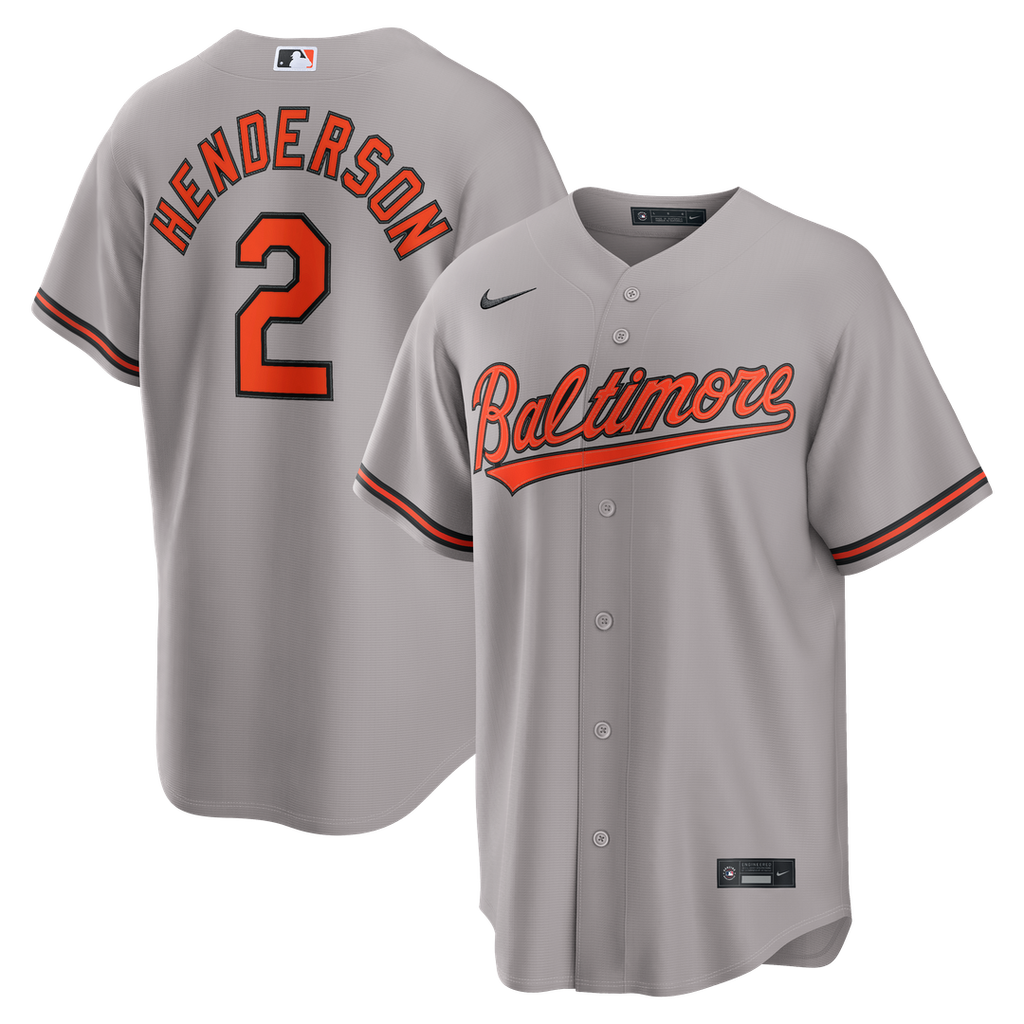 Gunnar Henderson Baltimore Orioles Nike Road Replica Jersey - Gray | MLB Fan Gear