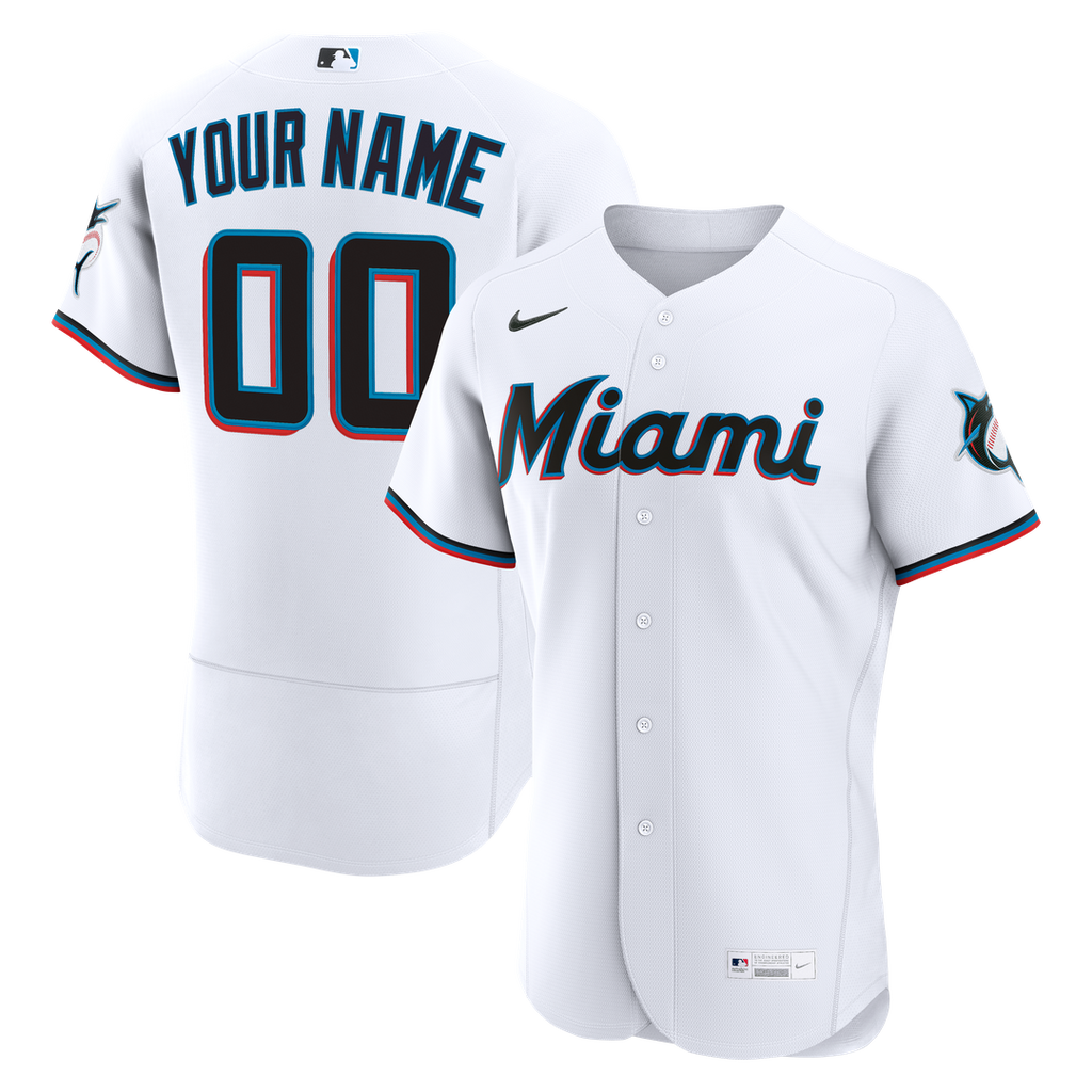Miami Marlins Nike Home Authentic Custom Jersey - White | MLB Fan Gear