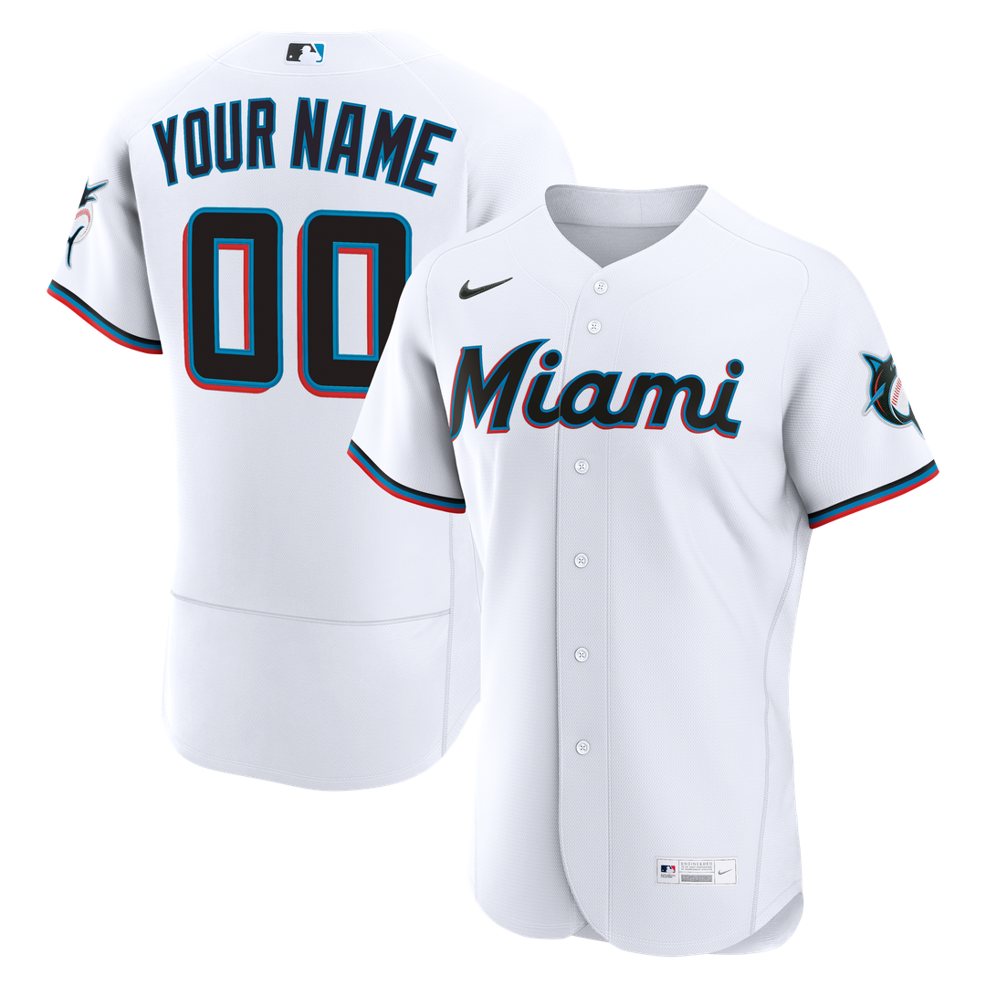 Miami Marlins Nike Home Authentic Custom Jersey - White | MLB Fan Gear