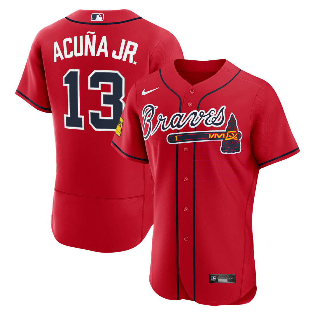 Ronald Acuña Jr. Atlanta Braves Nike Alternate Authentic Sponsor Patch Jersey - Red | MLB Fan Gear