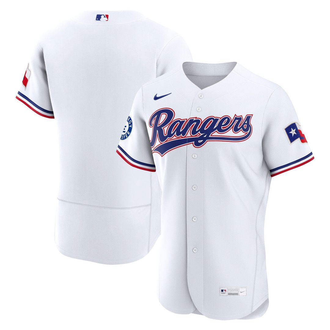 Texas Rangers Nike Home Sponsor Patch Authentic Jersey - White | MLB Fan Gear