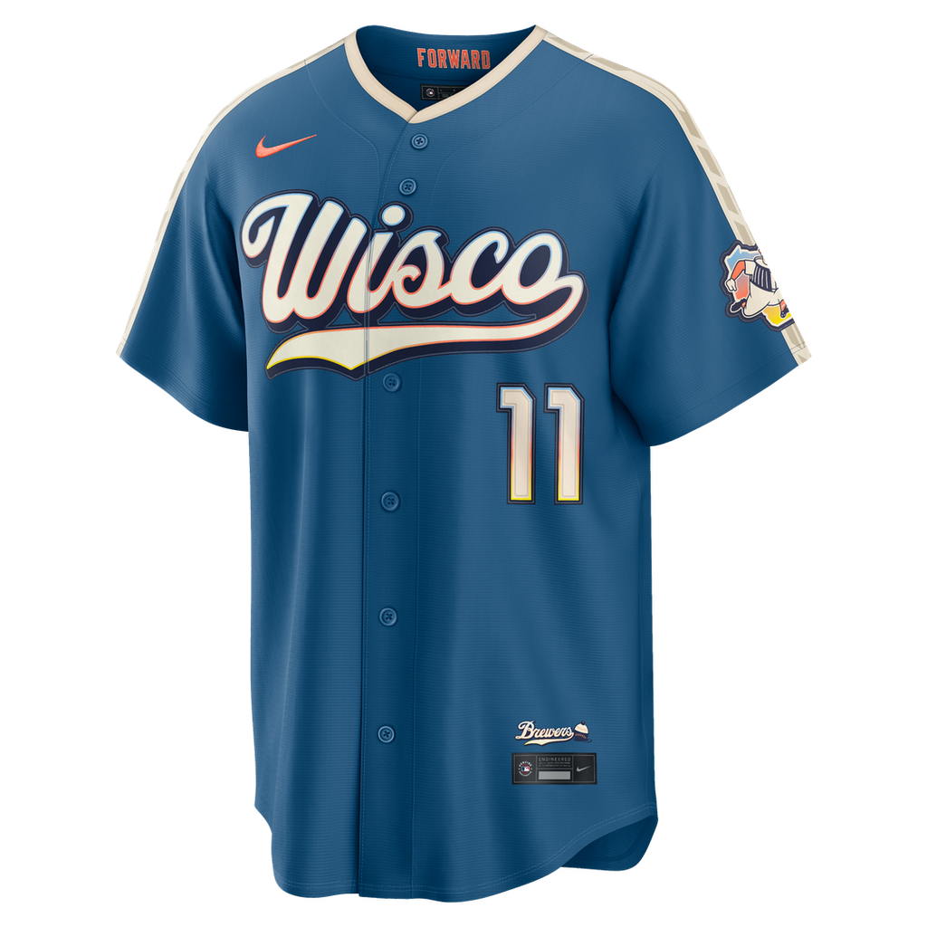 Jackson Chourio Milwaukee Brewers Nike 2026 City Connect Stadium Jersey - Mineral Blue | MLB Fan Gear