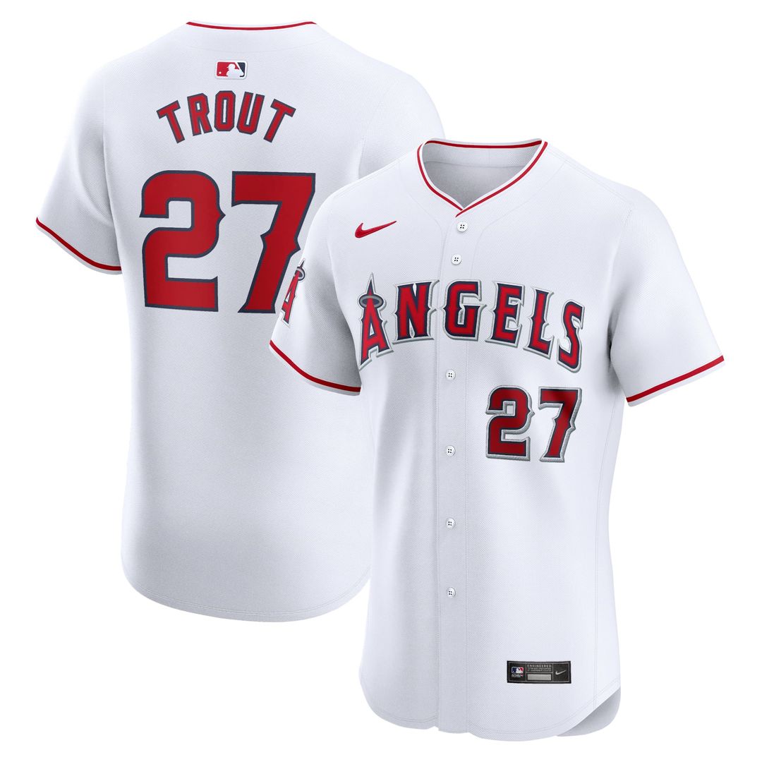 Mike Trout Los Angeles Angels Nike Home Elite Player Jersey - White | MLB Fan Gear