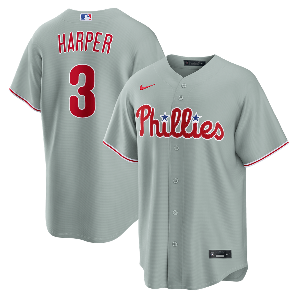 Bryce Harper Philadelphia Phillies Nike Road Replica Jersey - Gray | MLB Fan Gear