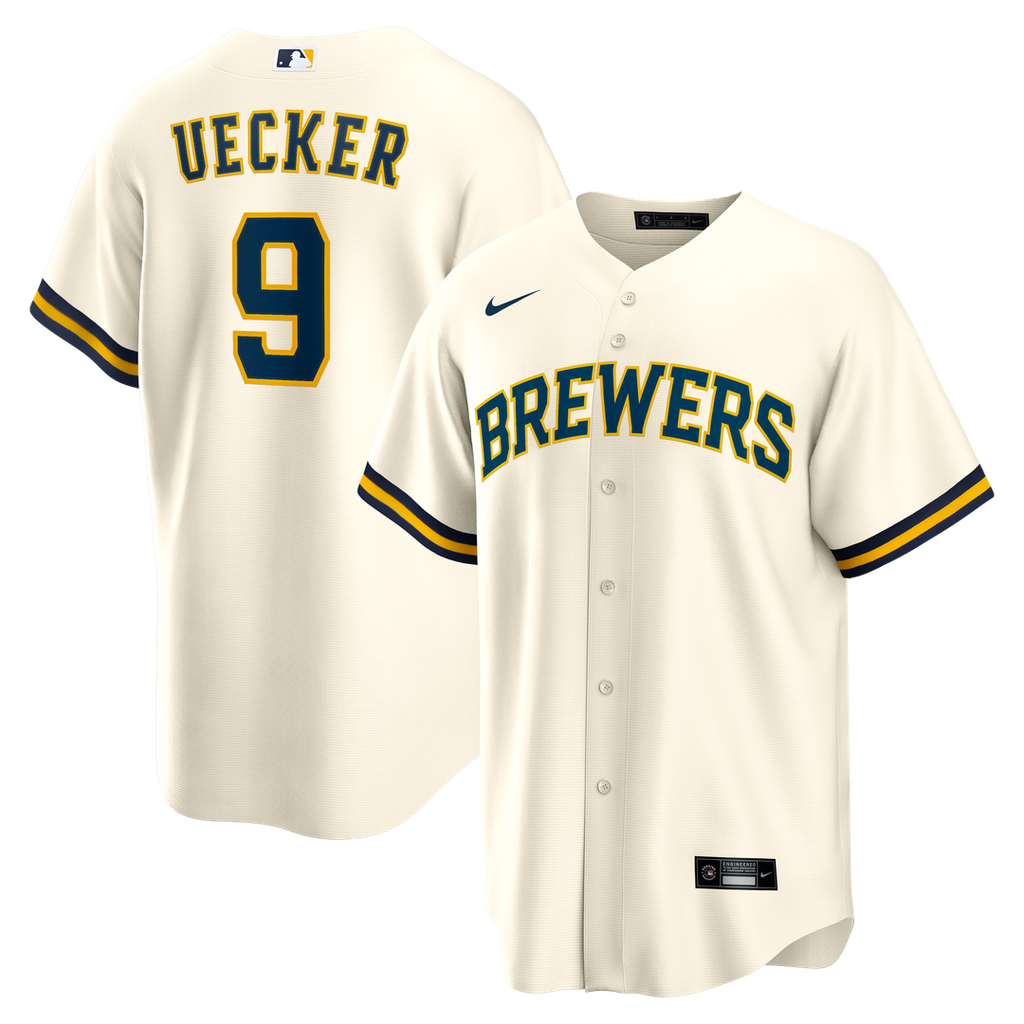 Bob Uecker Milwaukee Brewers Nike Home Retired Player Replica Jersey - Cream | MLB Fan Gear