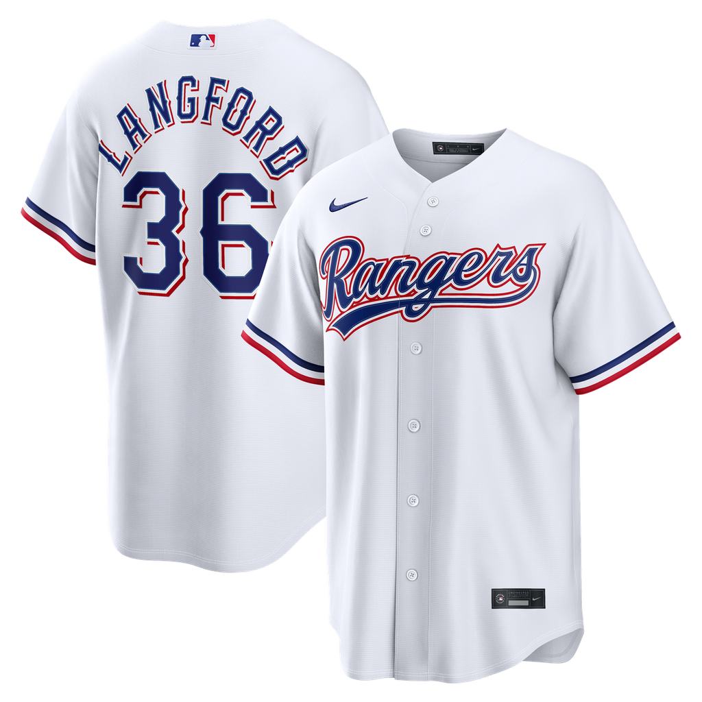 Wyatt Langford Texas Rangers Nike Home Replica Jersey - White | MLB Fan Gear