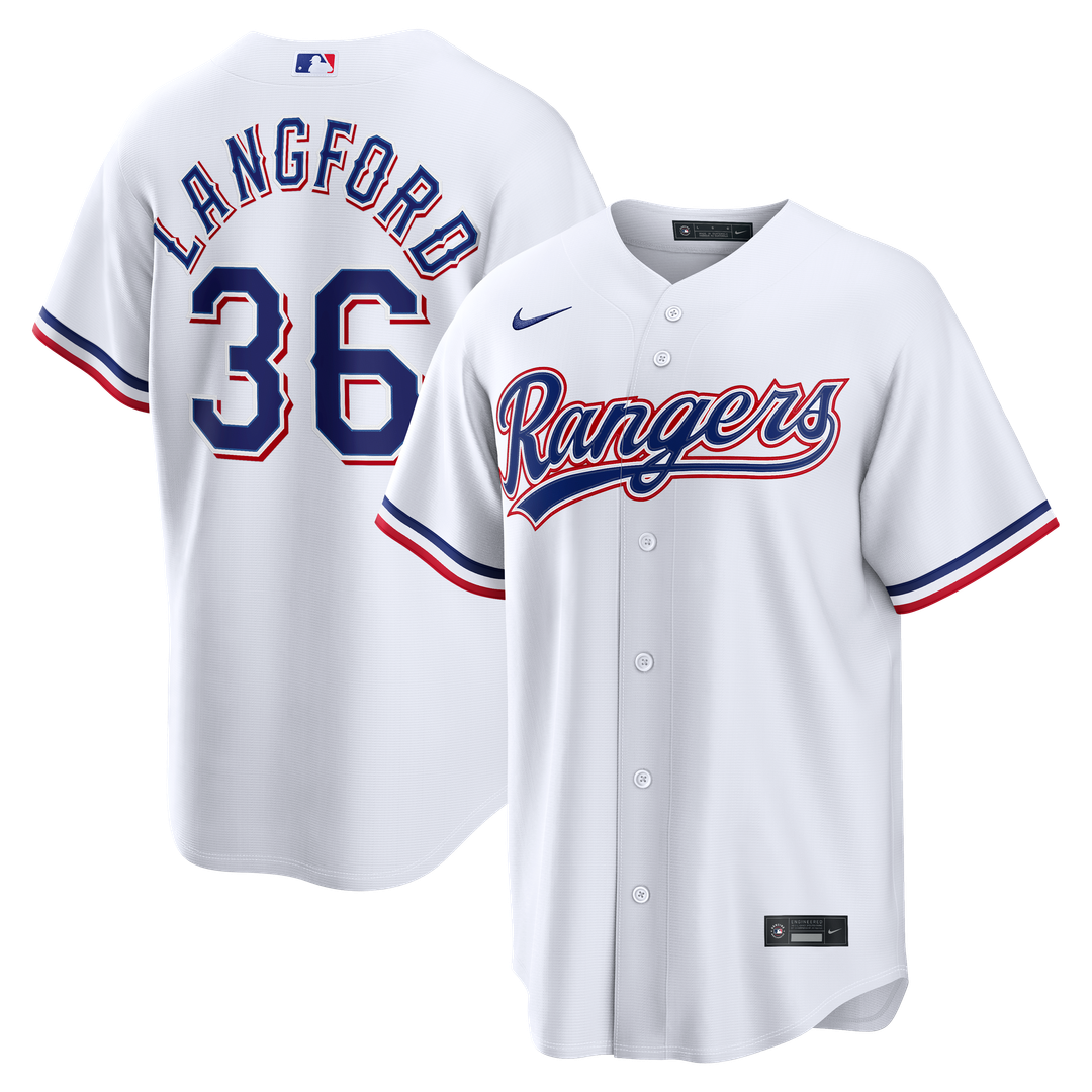 Wyatt Langford Texas Rangers Nike Home Replica Jersey - White | MLB Fan Gear